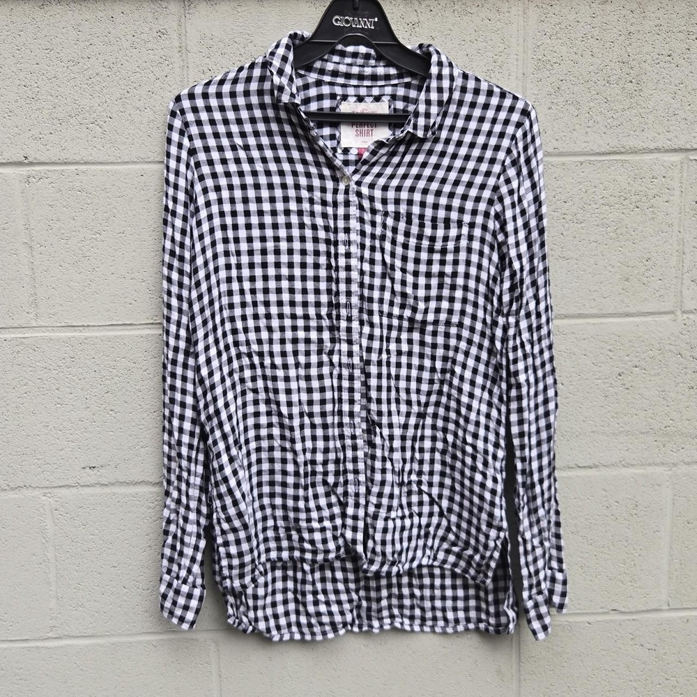 Black and White Checkered Button-Up Shirt